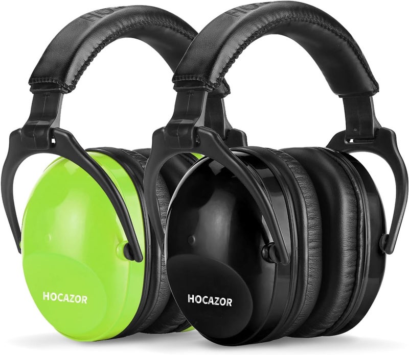 Hocazor 2 Pack HZ015 Kids Ear Protection Safety Earmuffs Durable Noise Cancelling Headphones, green+black - Image 1